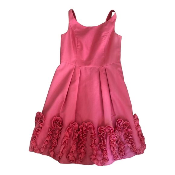 Rare Priscilla of Boston sz 14 Salmon Pink Cocktail Party Ruffle Dress Cotton - Picture 3 of 14